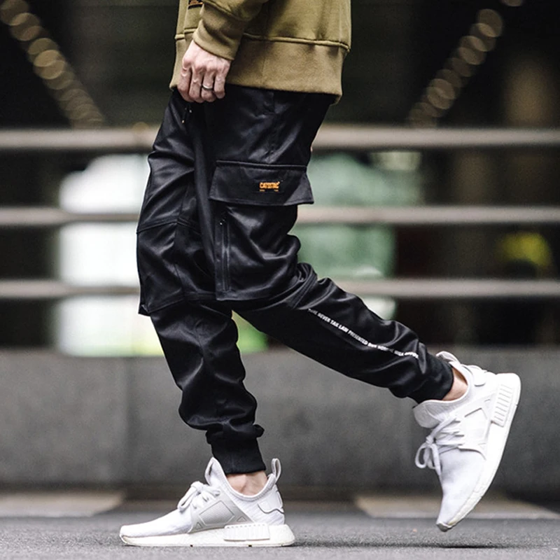 Мужские шаровары в стиле хип хоп черные спортивные штаны с несколькими карманами