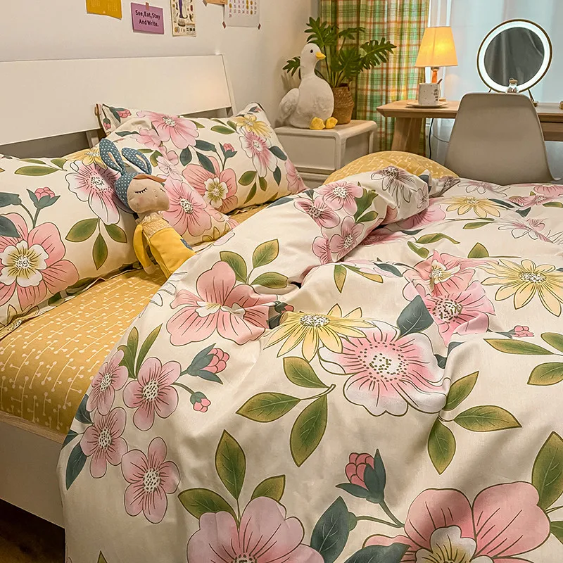 

Four-Piece Bed Sheet, Duvet Cover, Pillowcase, 100% Cotton, Comfortable At Home, Bedding, Stylish And Simple