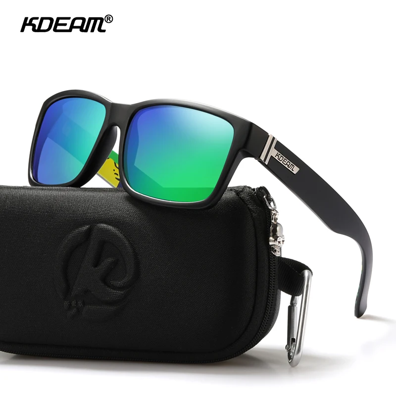 Мужские и женские поляризованные солнцезащитные очки KDEAM квадратные с УФ защитой