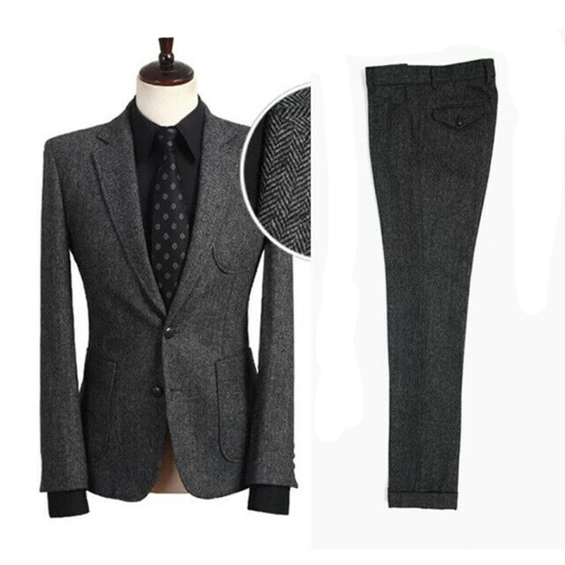 

2020 New Arrival Men Suits For Wedding Custome Made Groom Wear Tweed Dinner Suits Evening Dress Three Pieces(Jacket+Pants+Vest)