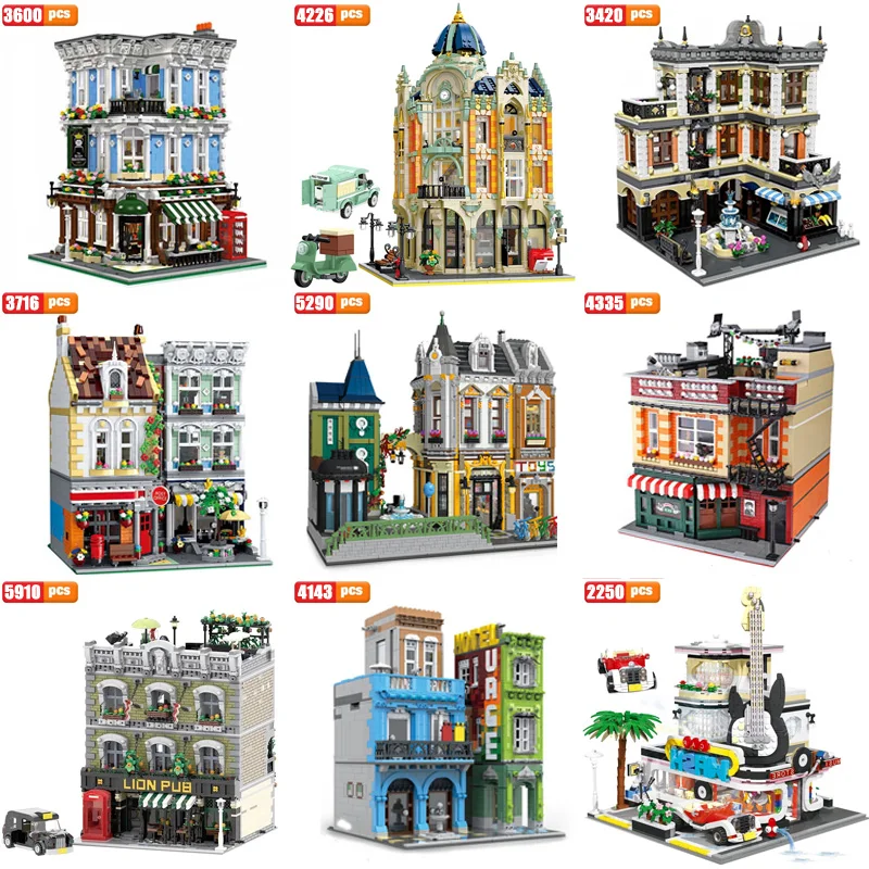 

Street View Series Building Block The Queen Bricktoria Modern Shops Compatible 3D Model Blocks Bricks For Educational Toys Gifts
