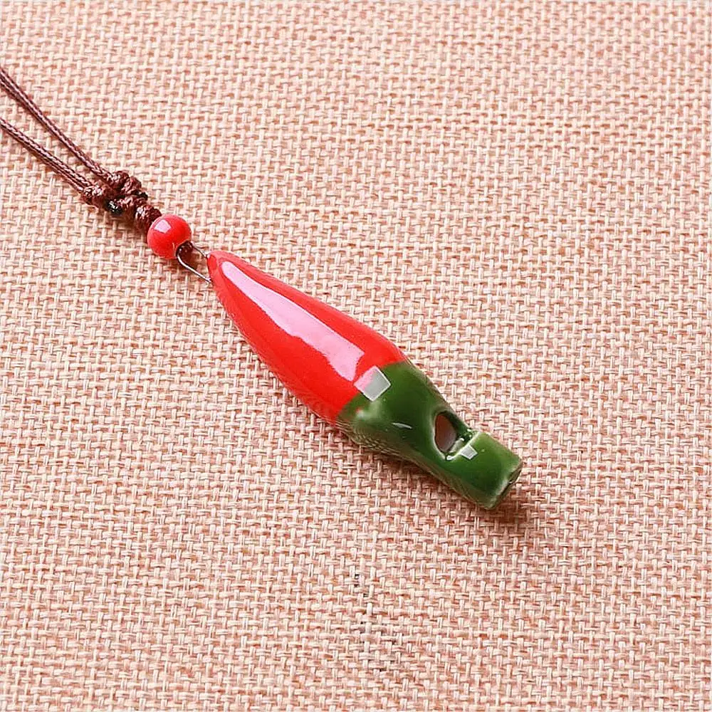 

Loredana Pure natural pollution-free ceramic necklace hot little red pepper shape ceramic necklace pendant for women