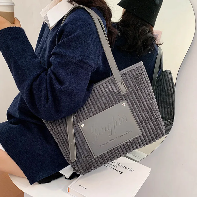 

Female shoulder bag Casual tote Travel bag Lady Luxury Handbags Corduroy Women Handbags large capacity Bag