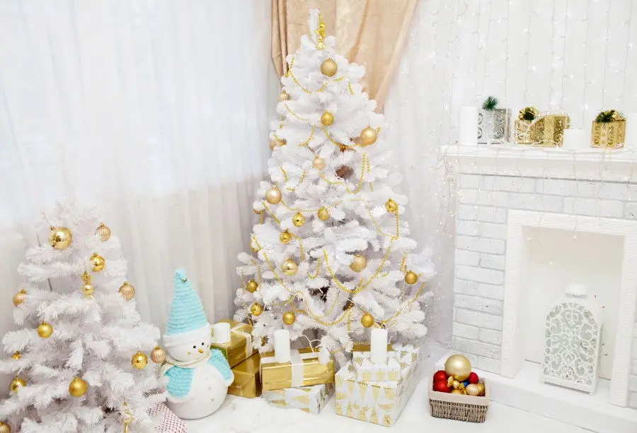 Laeacco Christmas Tree Fireplace Curtain Light Decor Wall Photography Backgrounds Vinyl Custom Camera Backdrops For Photo Studio |