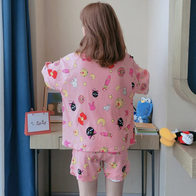 Пижамный комплект Женский в полоску хлопковый пижамный из 2 предметов с