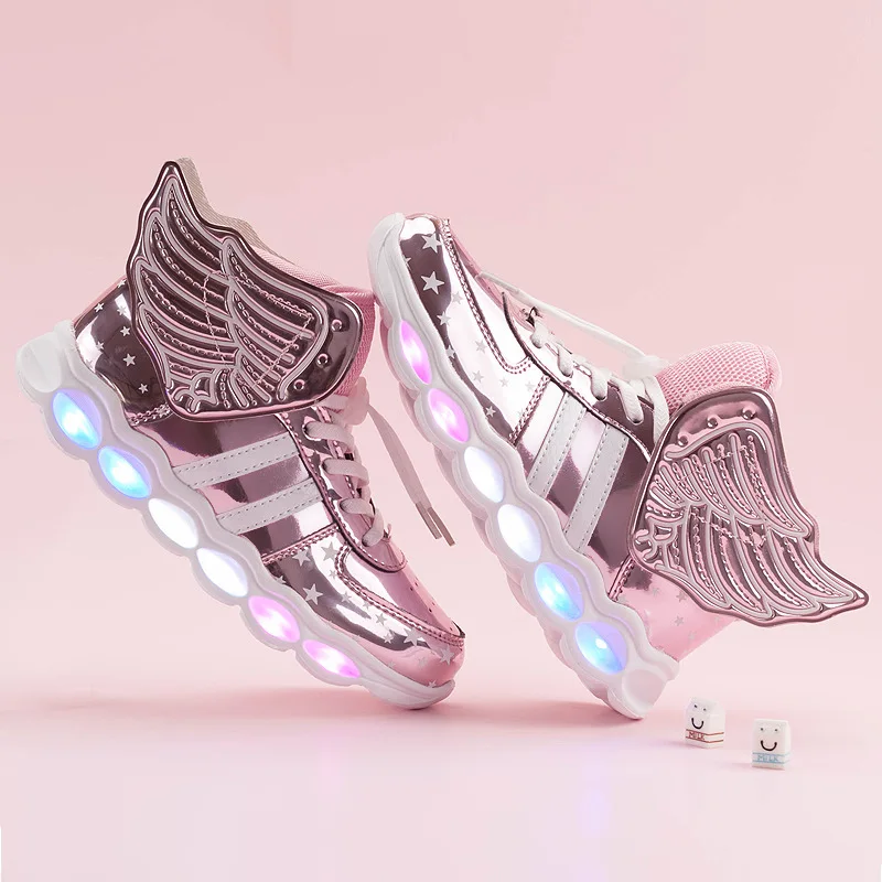 Mudipanda Gold Wings Light Up Shoes for Boys and Big Girls - High-top Radiant LED Light Children's Sneakers image 5
