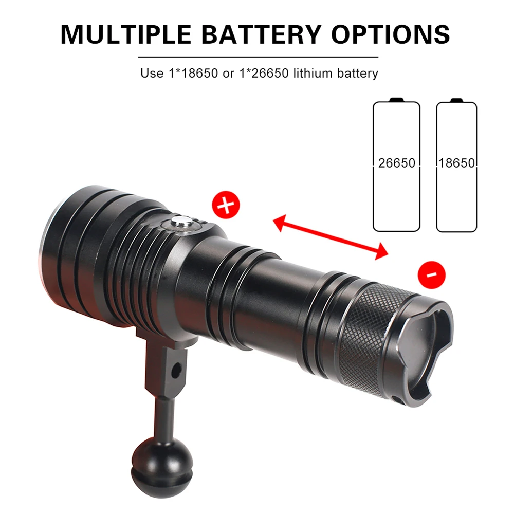Светодиодный фонарик для дайвинга IPX8, водонепроницаемый подводный фонарик, лампа для дайвинга с 3 переключаемыми режимами, светодиодный фо... от AliExpress RU&CIS NEW