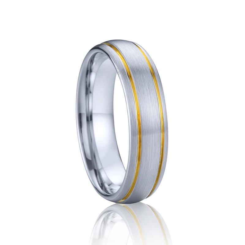 

Wholesale Comfort fit 6mm gold plated tungsten rings wedding band