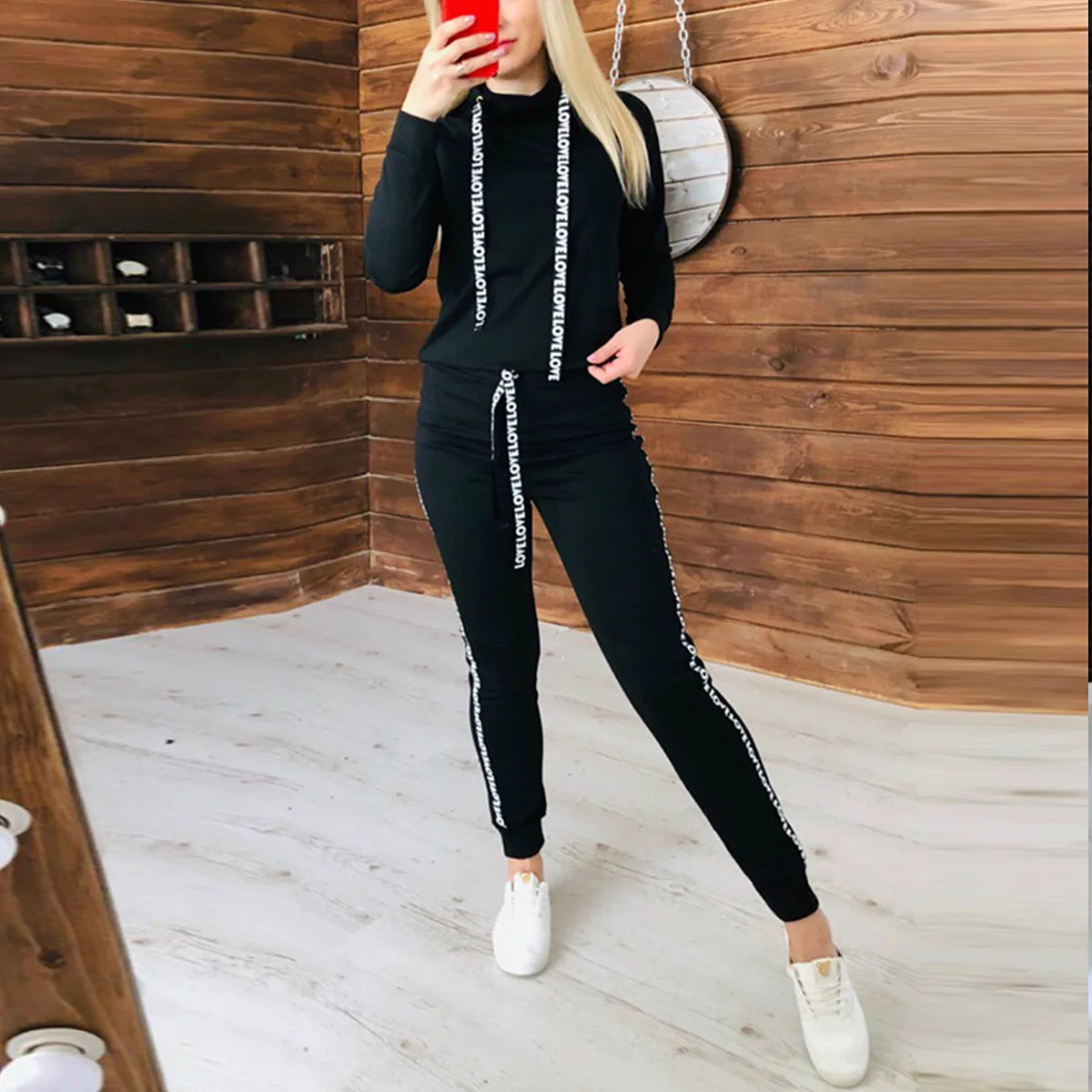 Осенний Женский комплект из двух предметов одежда для фитнеса отдыха спортивная