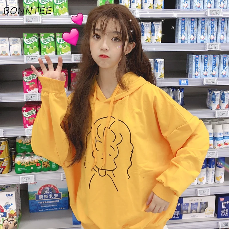 

Толстовки женские, милые, элегантные, в Корейском стиле, повседневная женская одежда, свободные, с длинным рукавом, с капюшоном, Осенние, нов...