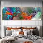 Больше Размеры абстрактный синий фиолетовый постеры с облаками, Настенный декор, Картина на холсте для Гостиная домашний Декор без рамки