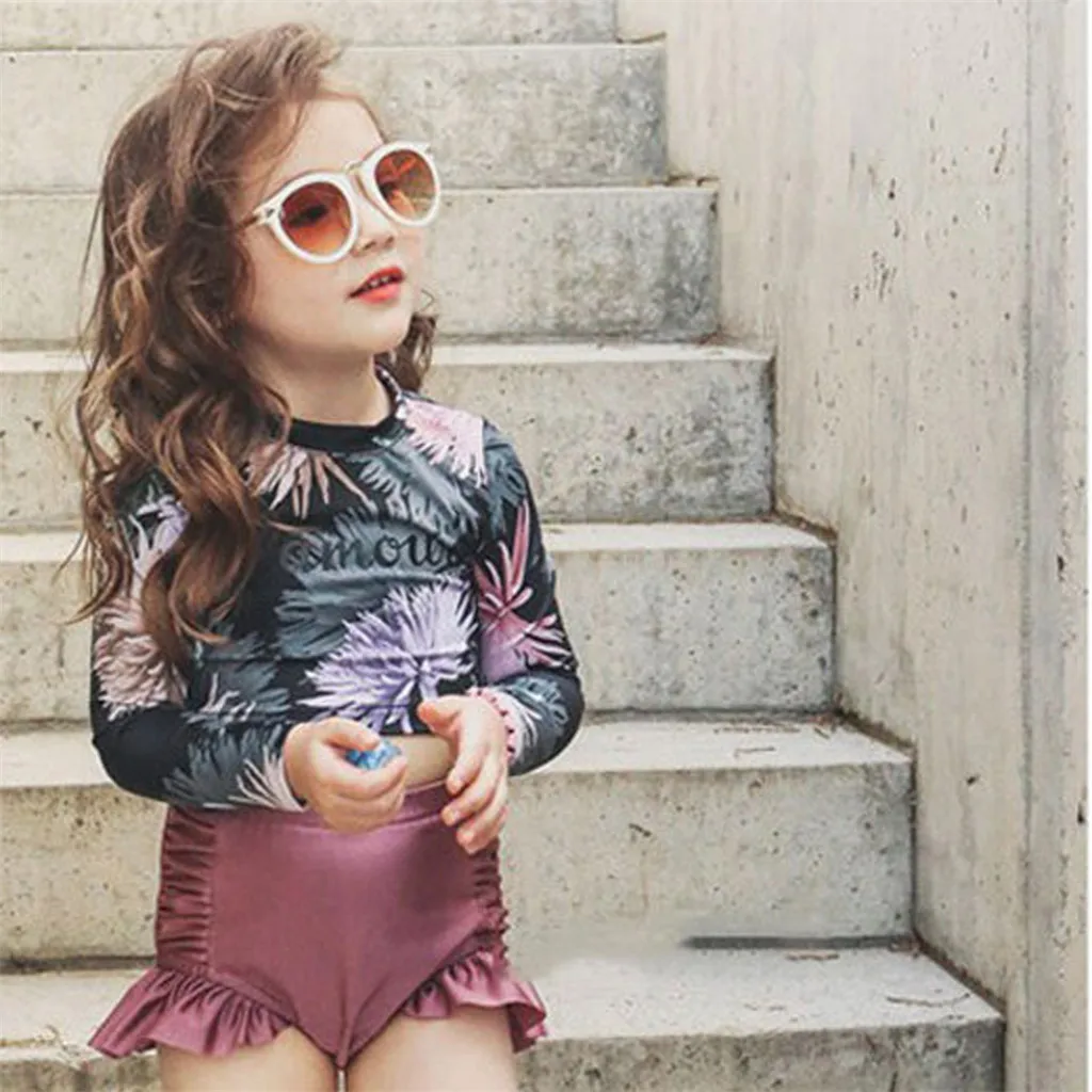 Летний комплект бикини для маленьких девочек Раздельный купальник 2020 с длинным