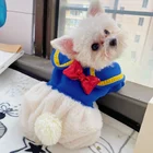 Бархатный флисовый комбинезон для собак, синий, желтый, XS XL, маленькие животные, утолщенный зимний теплый зимний комбинезон, аксессуары для снега