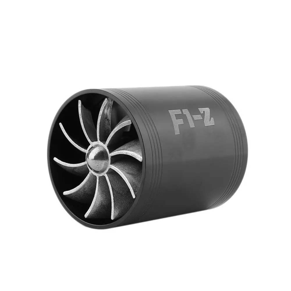 

New Newest Black/Blue Super Charger Double Turbonator Air Intake Fuel Saver Turbo Charger Fan High Quality Hot Selling
