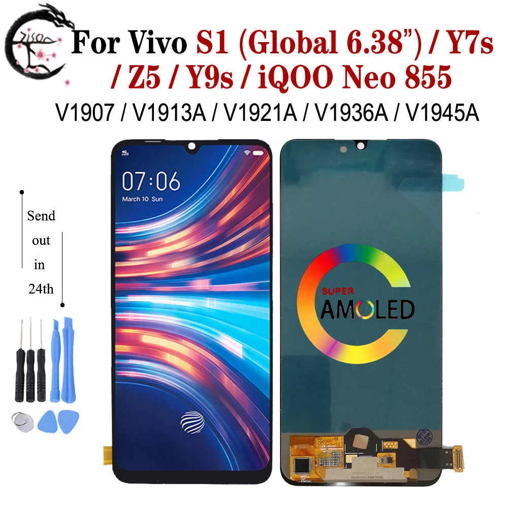 6,38-дюймовый ЖК-дисплей S1 для Vivo Z5 Display Y7s Y9s iQOO Neo 855 ЖК-экран с сенсорным экраном дигитайзер в сборе 1907 V1921A V1936A V1945A ЖК-дисплей