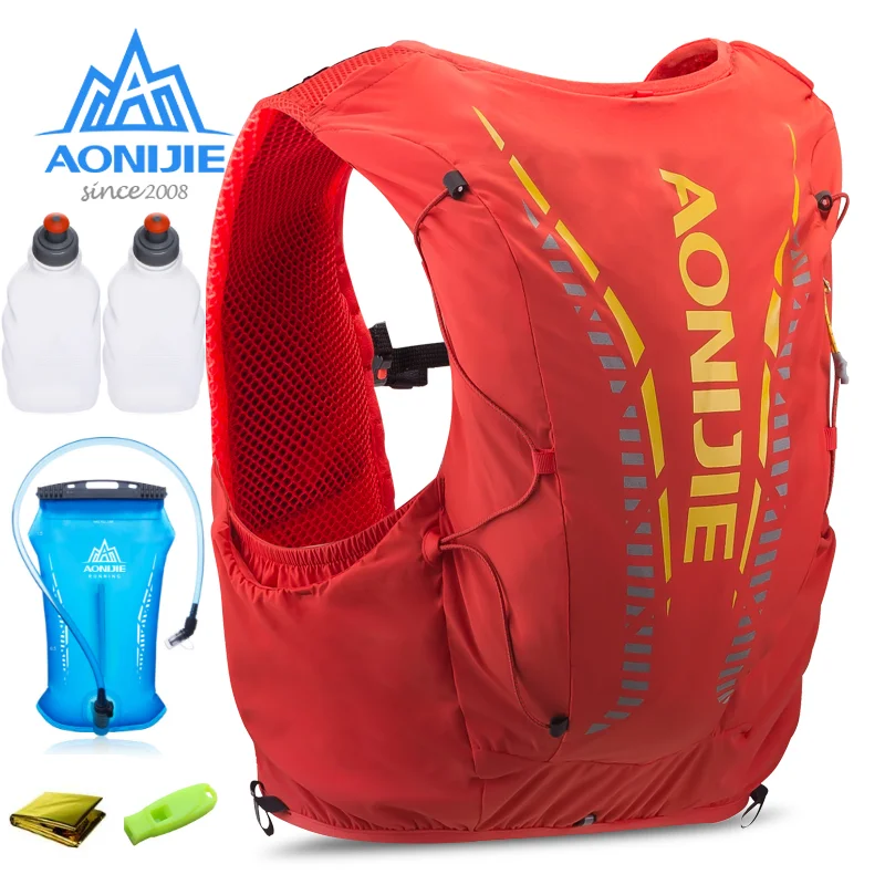

Рюкзак AONIJIE C962 12 л с гидратацией, сумка, жилет, фляжка с мягким водным пузырьком для пеших прогулок, бега, марафона, гоночного чека, 1,5 л