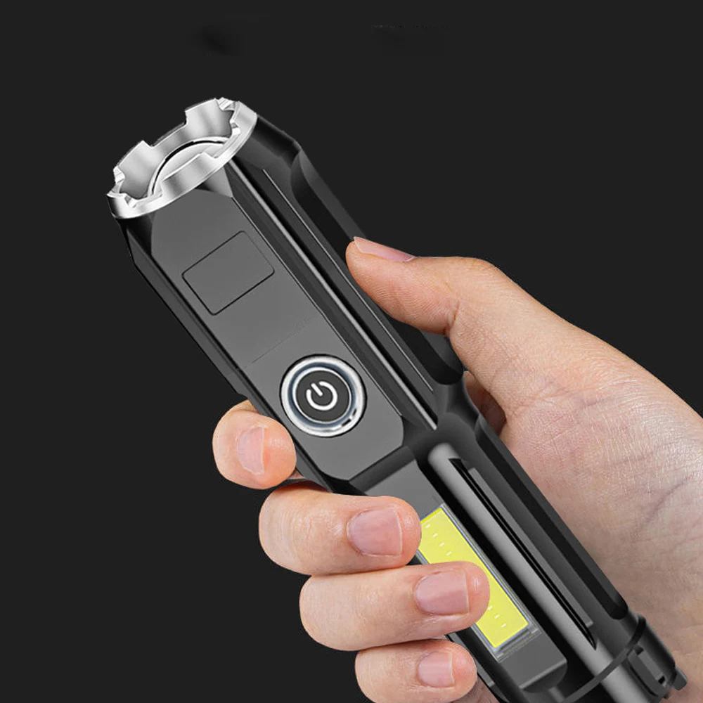 

XANES XPE+COB Zoomable Flashlight with Tail Magnetic Super Bright USB Rechargeable Waterproof Tactical Torch Outdoor Lighting