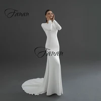 o neck long sleeve simple wedding dresses backless mermaid court train elegant bridal gown robe de soir%c3%a9e de mariage %d0%bf%d0%bb%d0%b0%d1%82%d1%8c%d0%b5