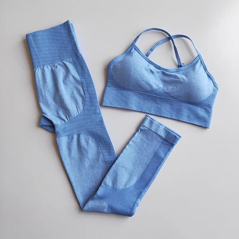 

Women's tracksuit 2-Piece Yoga Set Sports Bra + High Waist Leggings Gym Fitness Suits Quick-drying Breathable Sports Suit