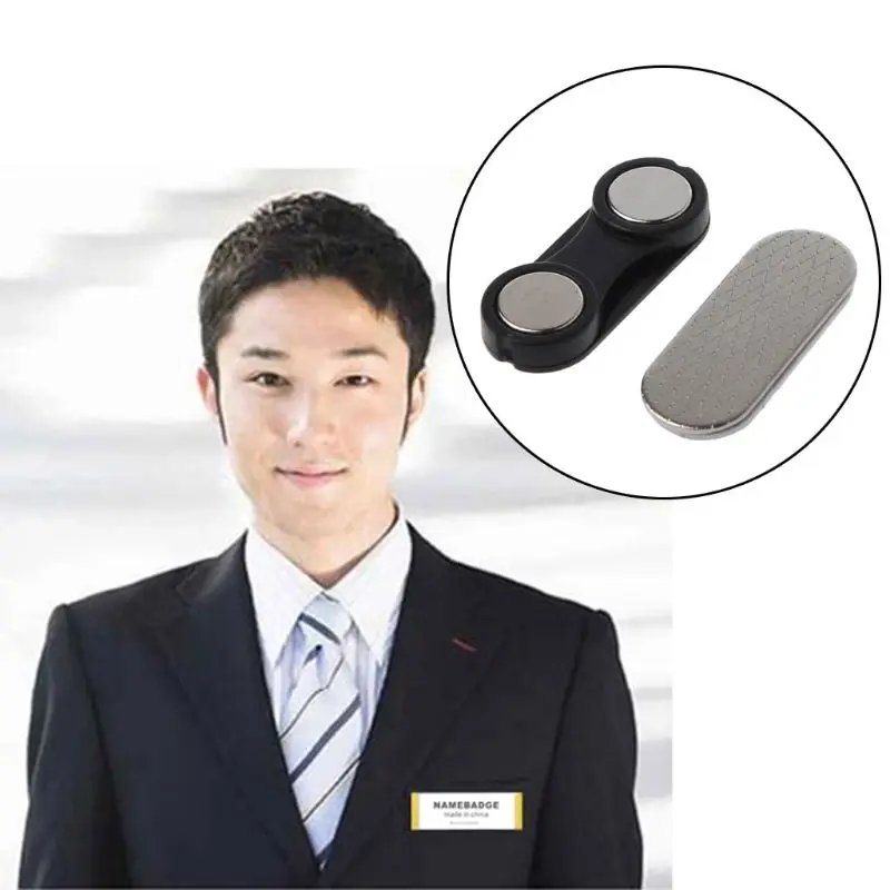 

N58F 20Pcs DIY Reuseable Strong Magnetic ID Card Holders Blank Magnetic Name Badge Holder No Holes on Jacket Lapel Shirts