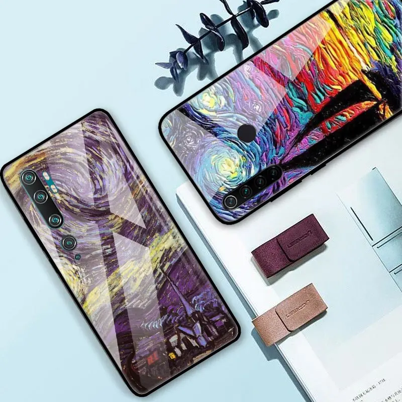 

Starry Night Van Gogh Art Case for Xiaomi Redmi K30 5G K20 8A Note 8T 8 7 6 Mi 10 Pro CC9 A3 Tempered Glass Shell Phone Coque