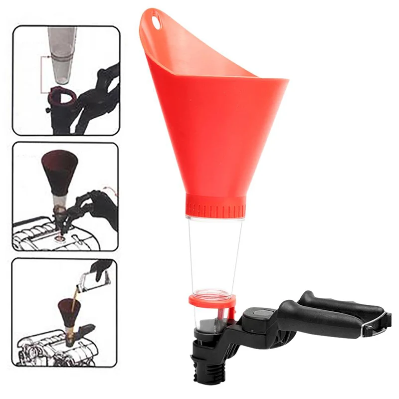 

No-Spill Oil Funnel for Automobiles Universal Fitment Translucent Engine Fluids Gasoline Liquids Kerosene Funnel Car Sty