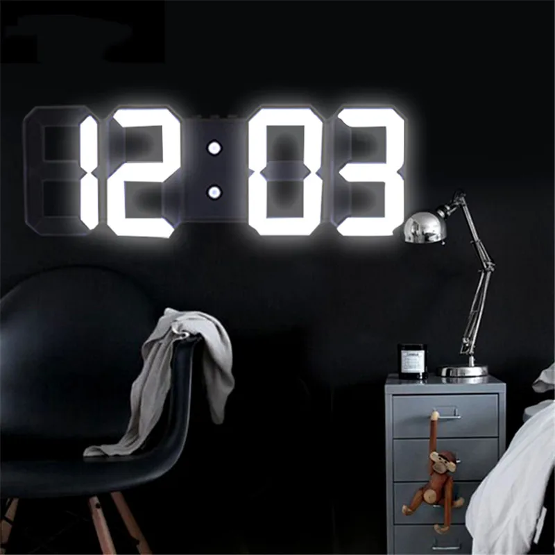 

Home Living Room Decoration 3D Large LED Digital Wall Clock Date Time Electronic Display Table Alarm Clock Wall Home Decor