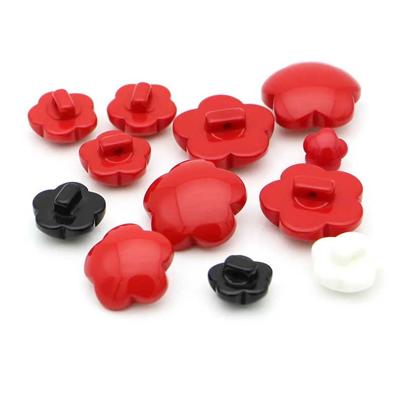 6 шт./лот черные белые красные пуговицы из смолы цветочные швейные декоративные