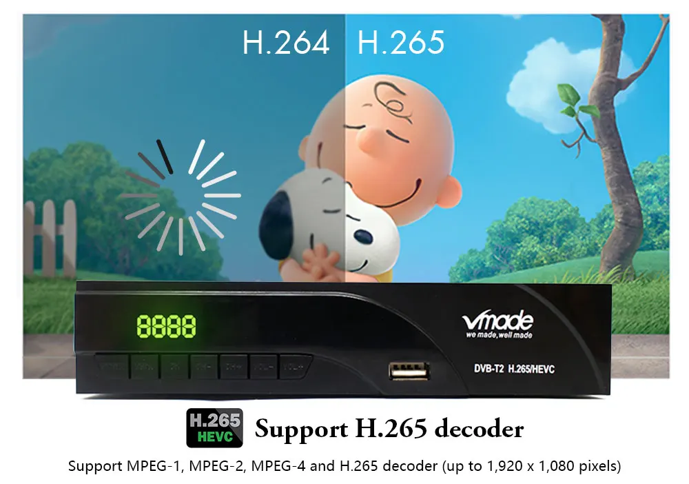 Vmade DVB-T2+ USB wifi MPEG4 H.265/HEVC DVB T2 наземный приемник ТВ телеприставка поддержка Youtube Dobly AC3 с RJ45 DVB тюнер