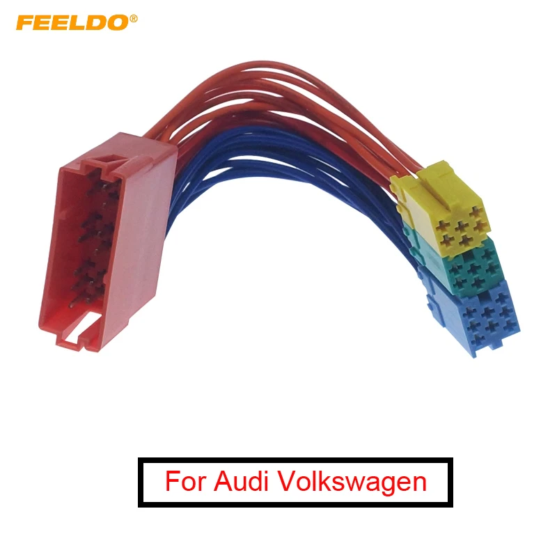 

FEELDO Car 20Pin Stereo Audio Plug Wiring Harness Adapter For Audi Volkswagen CD Radio Female To Male Original Head Units Cable