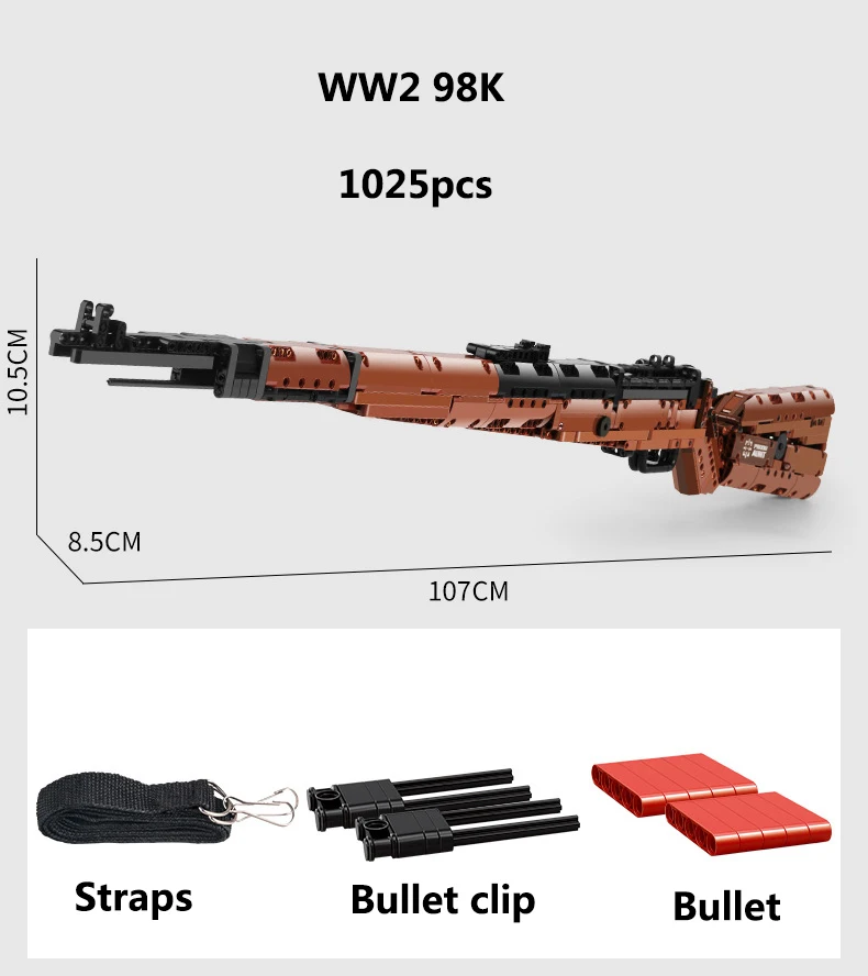 

NEW 2021 1025+PCS PUBGS 98K Sniper Rifle Model Building Blocks Set Technic Assembly Bricks City DIY Game Gun Toys For Children