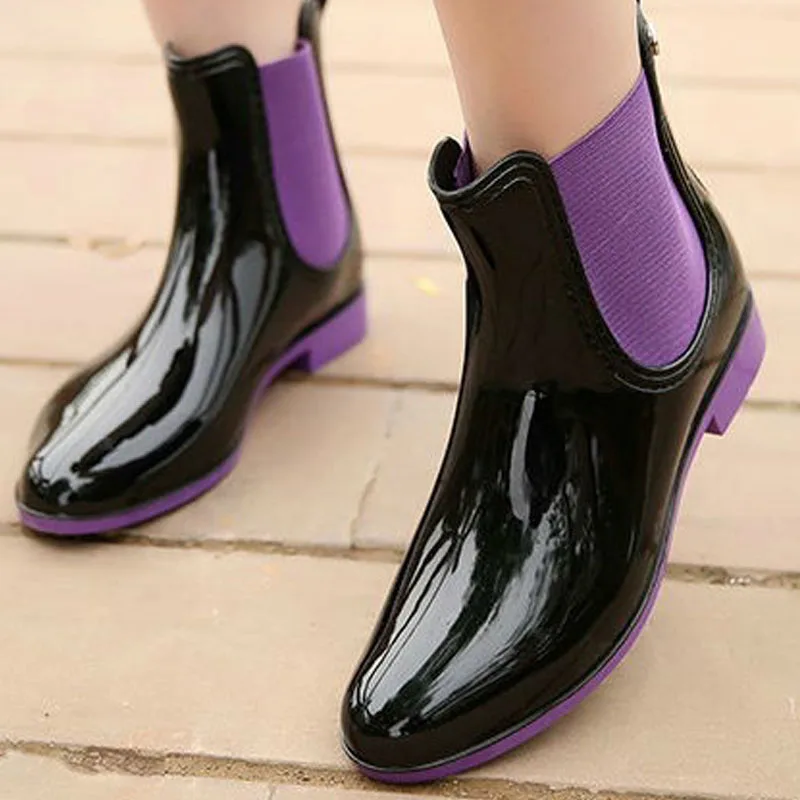 Популярные резиновые сапоги U-образной формы модные с низкой подошвой трендовая