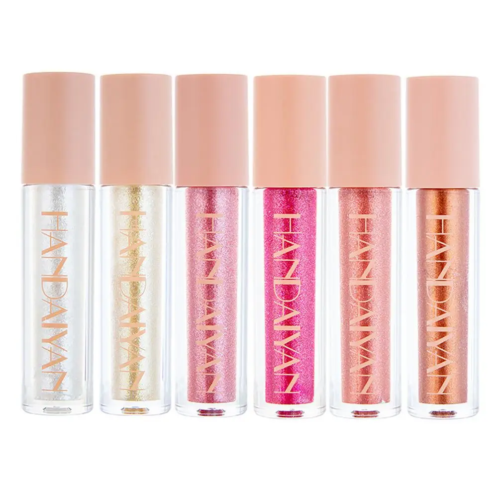 

6 шт./компл. жемчужный переливающийся сверкающий увлажняющая жидкая губная помада с блестящими сверкающими стразами Блеск для губ Коврики В...