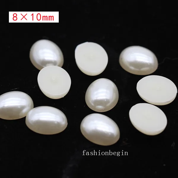100p 8x10mm oval Имитация жемчуга цвета слоновой кости для скрапбукинга, украшения для рукоделия, украшения для ногтей, изготовление свадебных открыток, сшитые бусины для одежды, разные формы - Цвет: 100p 8x10mm oval
