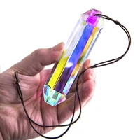 hd rainbow maker hexagonal bar chandelier suncatcher crystal glass prism pendant diy accessories christmas tree ornament