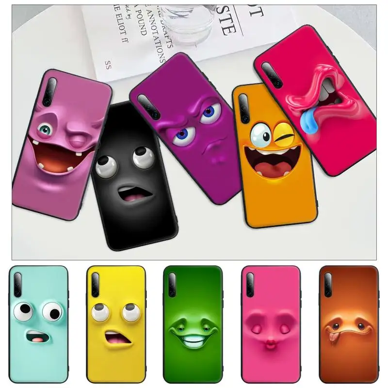

3D Funny Face Black Silicone Phone Case Cover For Huawei Y6 Y7 Y9 Prime 2019 Y9s Mate 10 20 40 Pro Lite Nova 5t