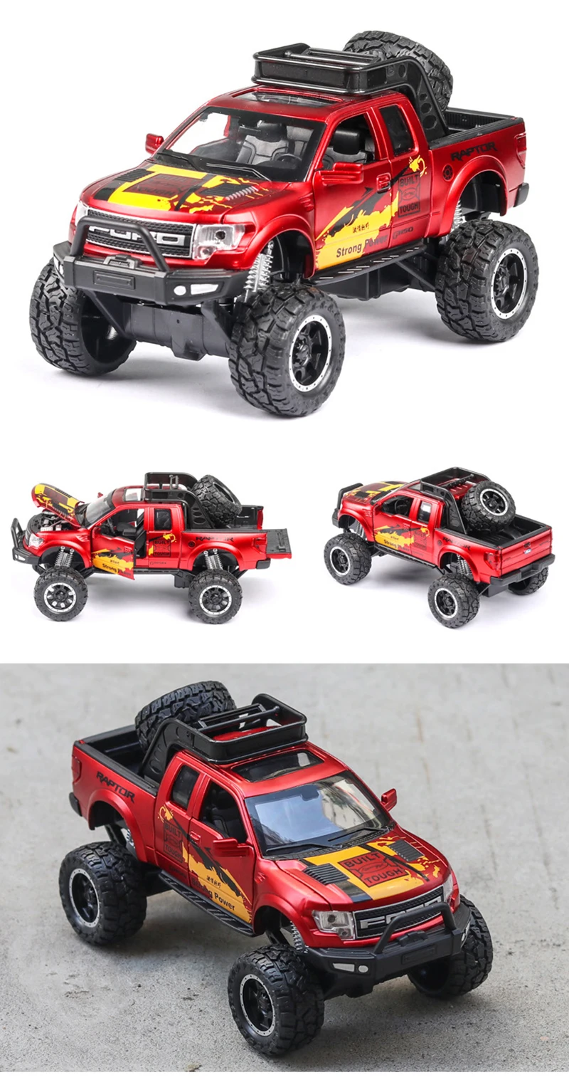 1:32, Ford Raptor F150, пикап, сплав, модель автомобиля, оттягивается, литая под давлением, Игрушечная машина, модель автомобиля, подарок, игрушки для детей, день рождения