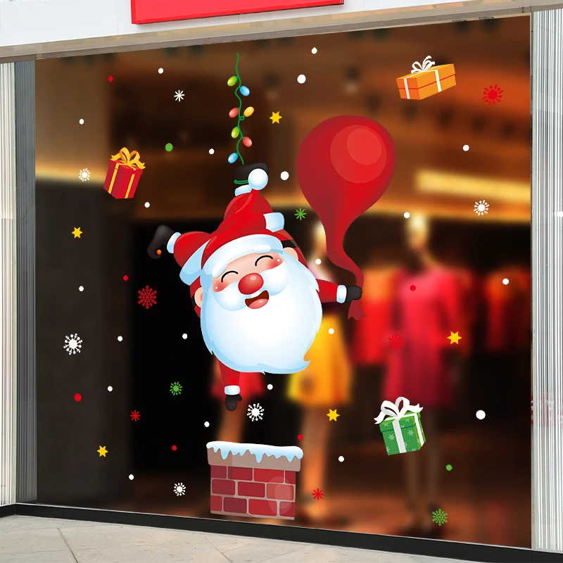 

Christmas Glass Stickers DIY Santa Claus Wall Decals for Living Room Children Nursery Window New Year Winter Home Decoration