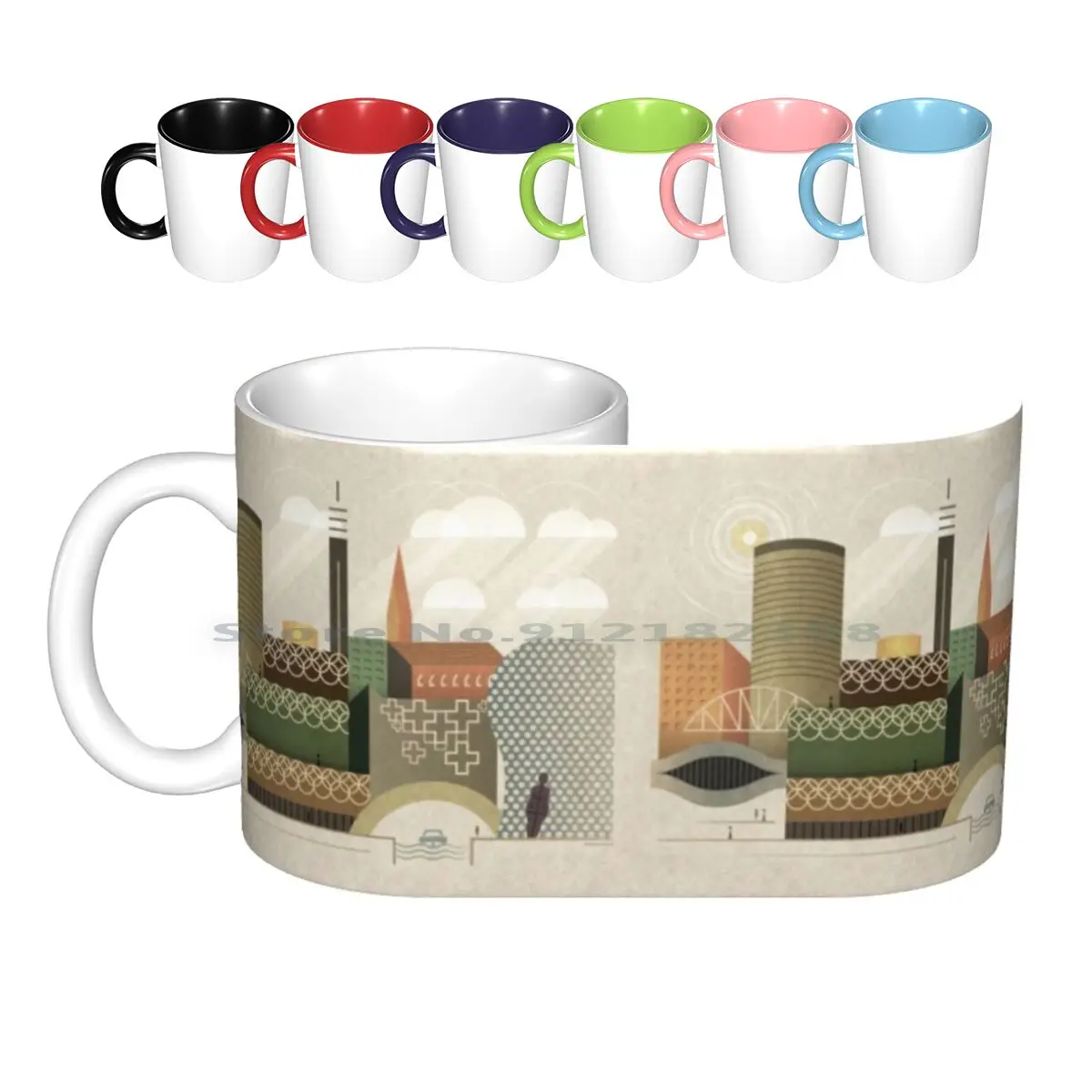

Осенние керамические кружки, кофейные чашки, кружка для молока и чая, кружка для брима, Бирмингем, городской пейзаж, Осенний креативный трен...