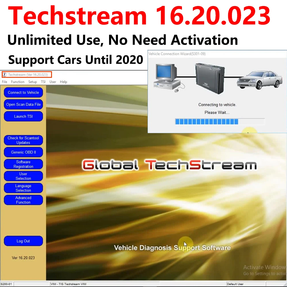 

Newly Mini VCI V16.20.023 V16.00.017 For-TOYOTA OBD2 Car Diagnostic Cable softwares Mini VCI J2534 TIS Techstream freeshipping