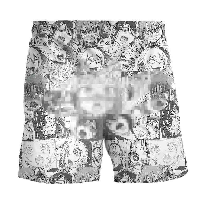 Специальный откидной передник рот Ahegao 3D печати мужские пляжные шорты летние море