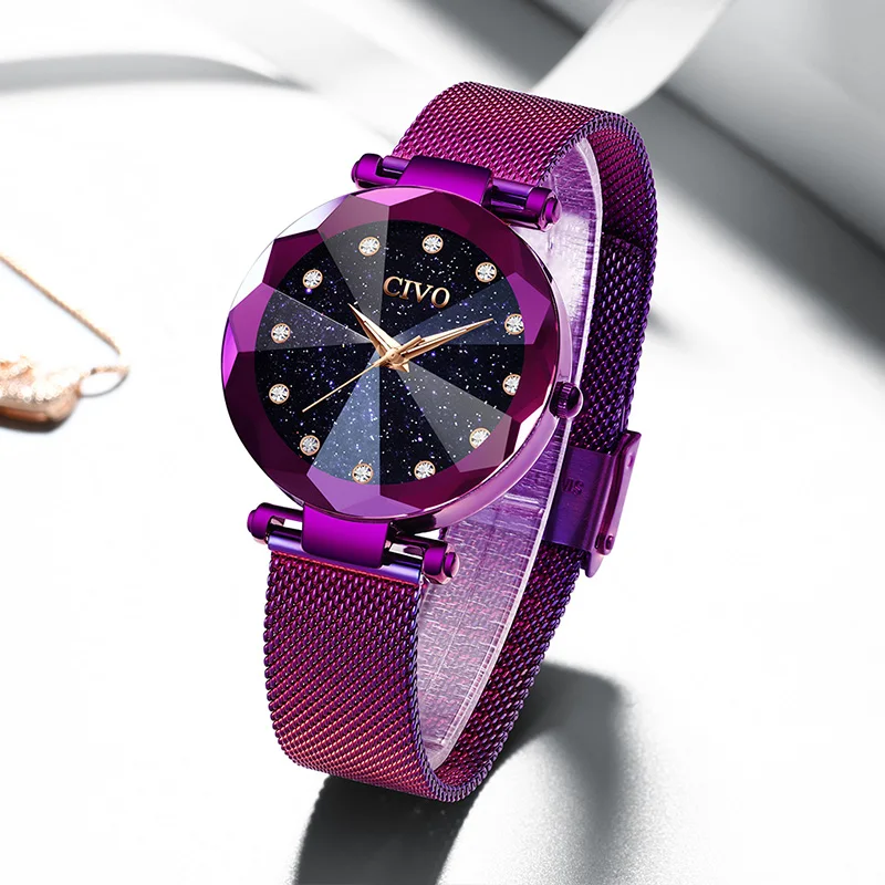 CIVO оптовая цена женские часы с кристаллами Роскошные водонепроницаемые