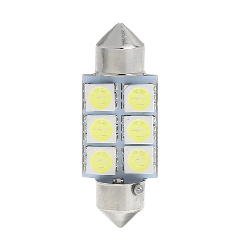 Белый 36 мм 6 светодиодный 5050 SMD Автомобильная гирлянда для салона купольный