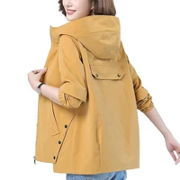 womens hooded jackets 2021 spring autumn causal famale windbreaker basic coat zipper lightweight outwear