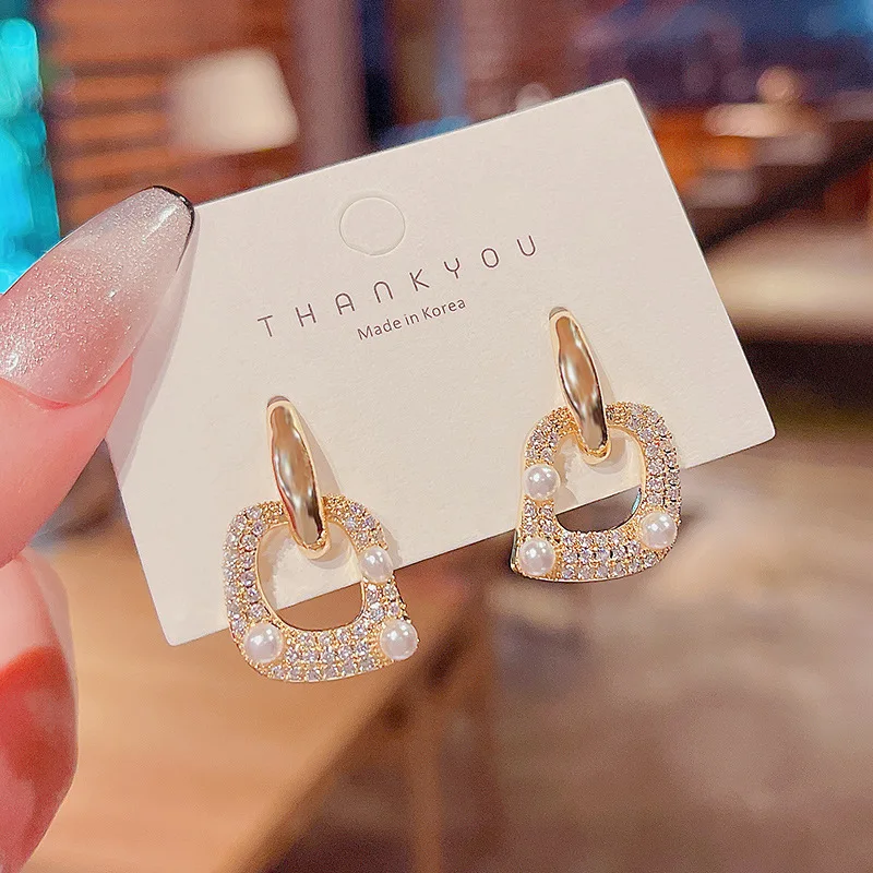 

S925 Silvers 2021 New Geometric Square Shiny Dangle Earrings Diamonds Exquisite Design Wholesale Earrings for Women Fashion