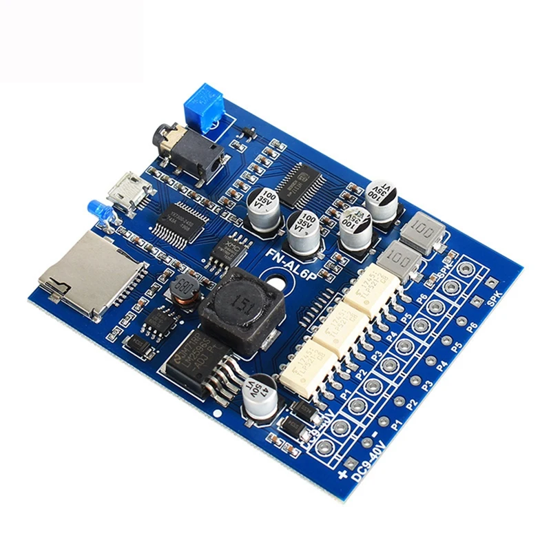 

50W Amplifier Board 6-Channel Customized Voice Module MP3 Player Supports 32G Memory,Without Power Amplifier Board