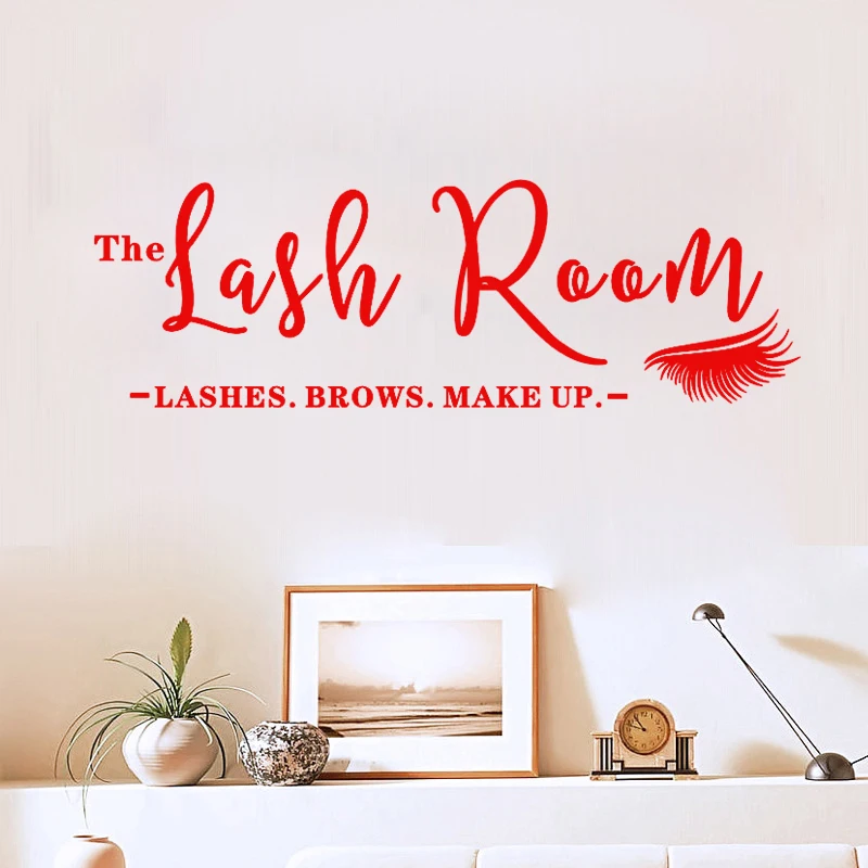 

WJWY The Lash Room Sign Vinyl Wall Sticker Eyelash Studio Beauty Salon Decor Lashes Brows Make Up Wall Art Decal Window Poster