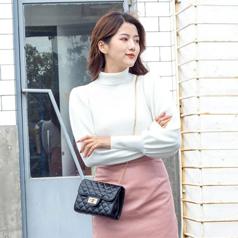 

Women's Shoulder Bags New Fashion Trend Chain Messenger Bag Luxury Designer PU Leather Diamond Pattern Handbag Wallet for Female