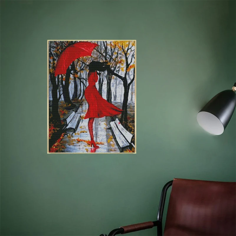 Meian Women Rain full square diamond 5D DIY Diamond art 3D painting Kit cross stitch mosaic photo home decor | Дом и сад