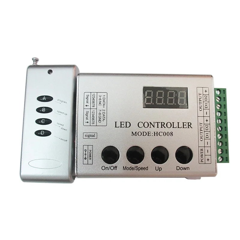 

HC008 4Keys DC 5V 12V 24V programmable RGB led pixel controller 133 effect modes dimmer for WS2812 WS2811 2801 LED Strip Light